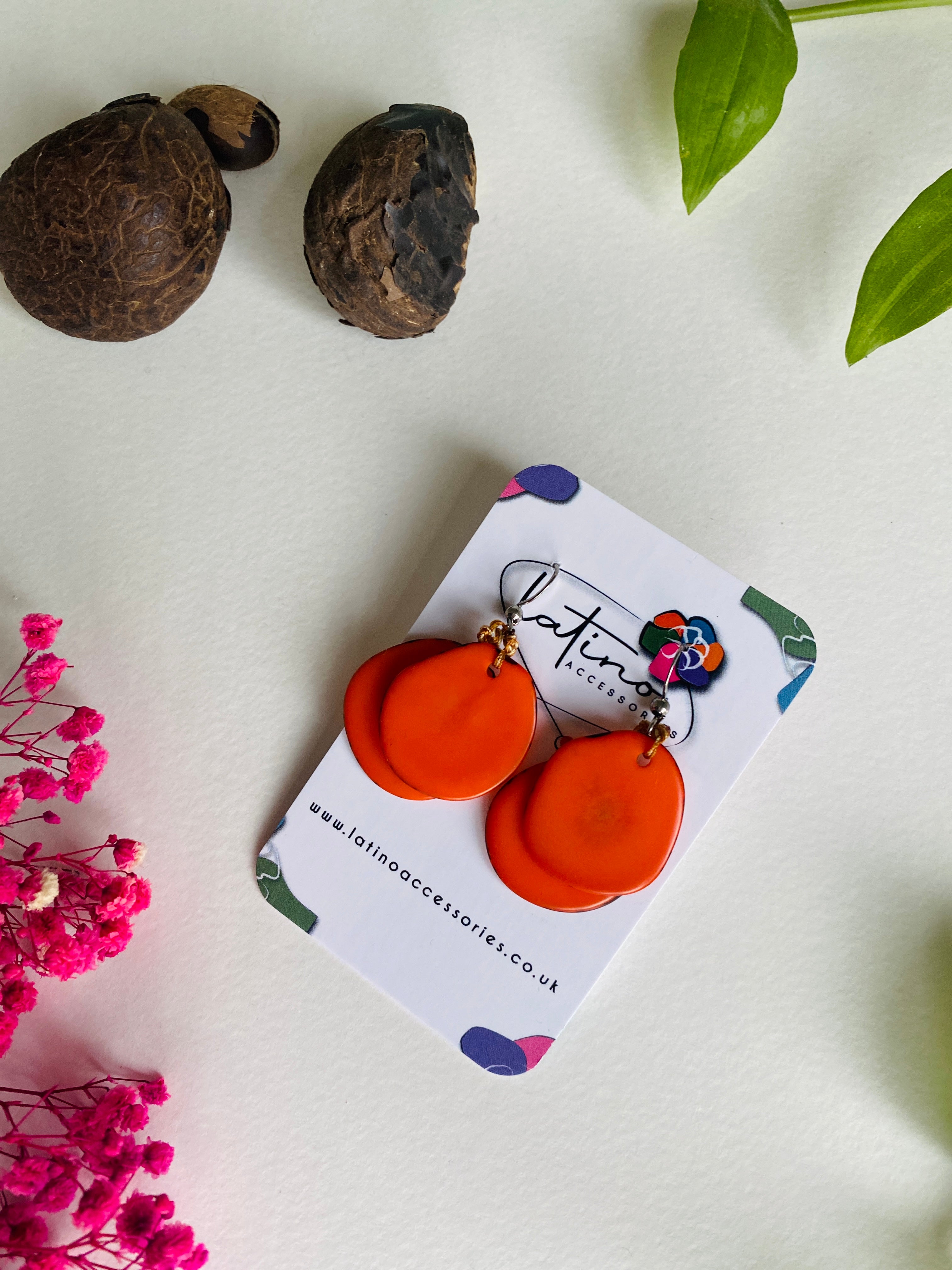 Orange chunky double earrings